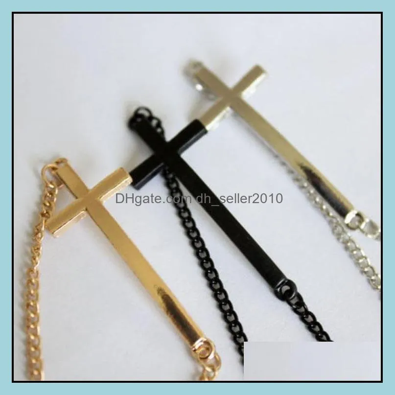 bracelets bangles korean metal cross bracelet 3 colors silver gold black infinity charm bracelets