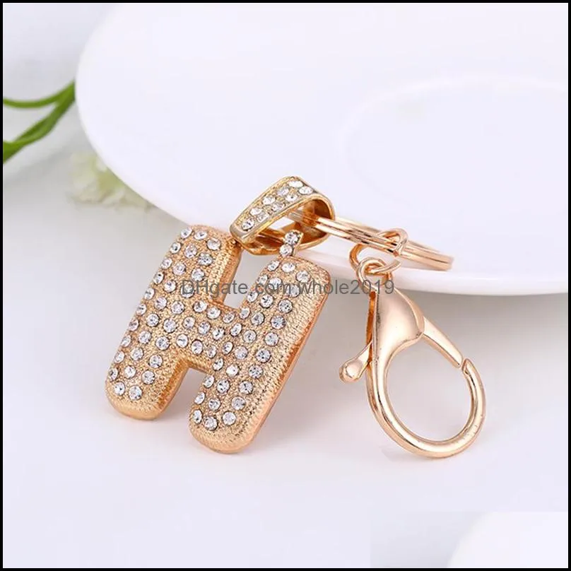 az letter key chain creative rhinestone crystal 26 english letter initial resin handbag keyring accessories for women c3