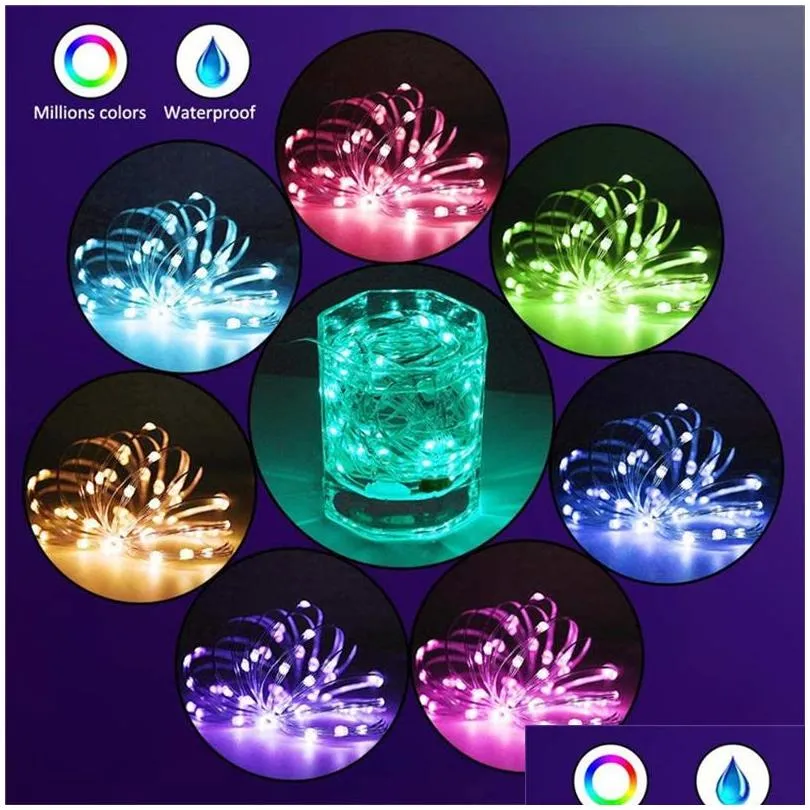 usb led copper wire light string remote control light string color changing voice control waterproof garden decoration christmas