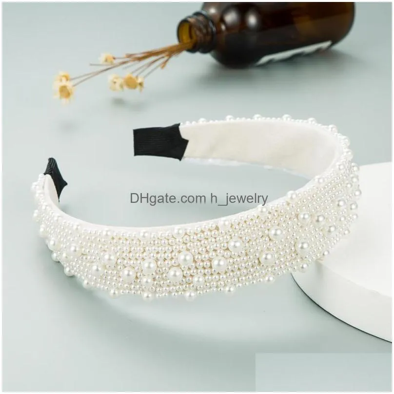 fashion women hair jewelry handmade faux pearl beads cloth hair hoop hair band accessories headband