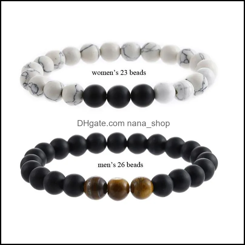  simple couple beads bracelet women men natural matte stone bead chakra bracelets healing energy stone meditation elastic yoga