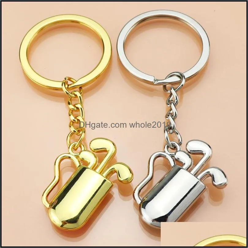 creative golf tube pendant keychain stereo simulation golfs club barrel key ring giveaway 1848 t2