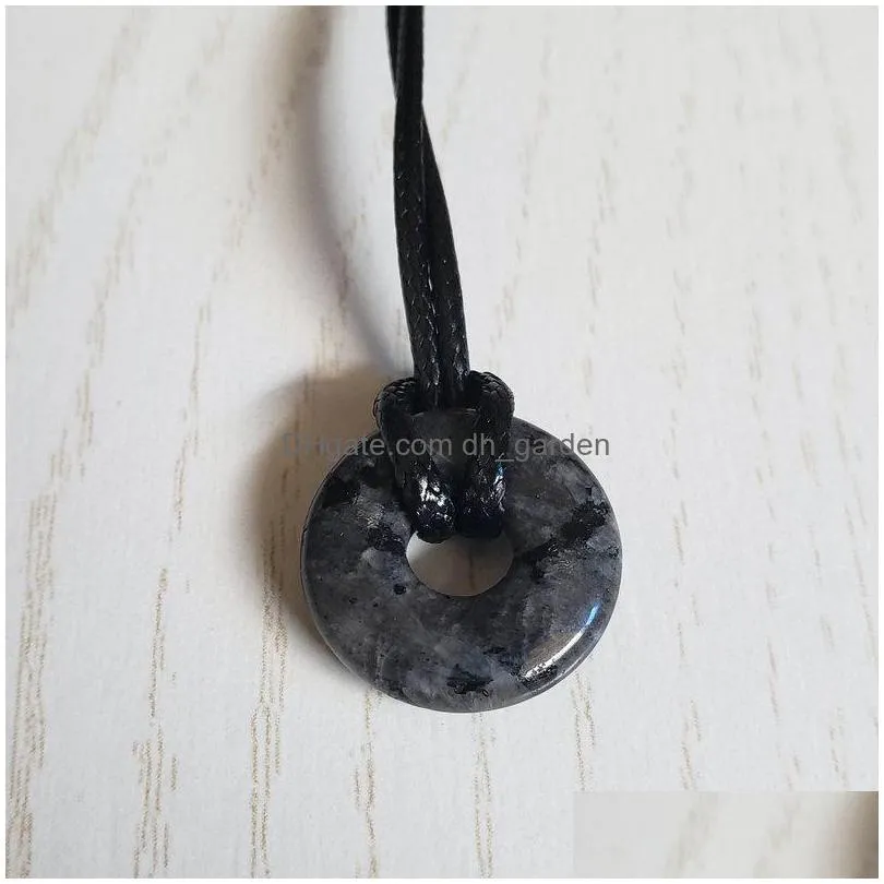 18mm gogo donut pendant natural agate rose quartz crystal stone bead round big hole simple stylish pendant necklace