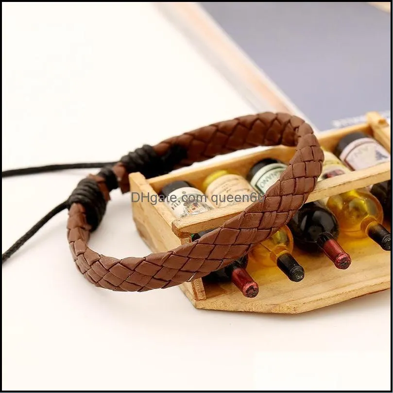 charms bracelets handmade vintage weave pu leather bracelets accessories leather bracelet