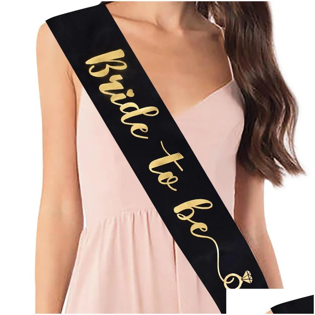 bride to be sash with diamond ring bachelorette party sash for hen party wedding bridal shower black with gold letter psc2