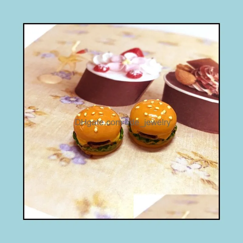 cute mini resin hamburger sandwich charms pendants for diy earrings key chains fashion jewelry making