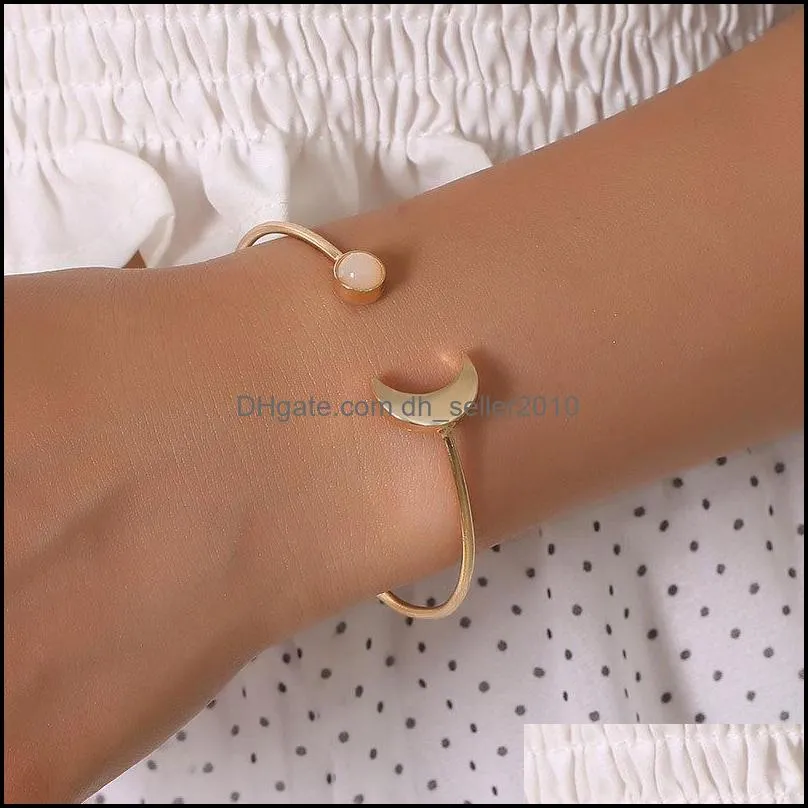 moon sun bracelet bangle for girl women luxury beautifully jewelry open bracelets gold color simple cuff bracelets bangles