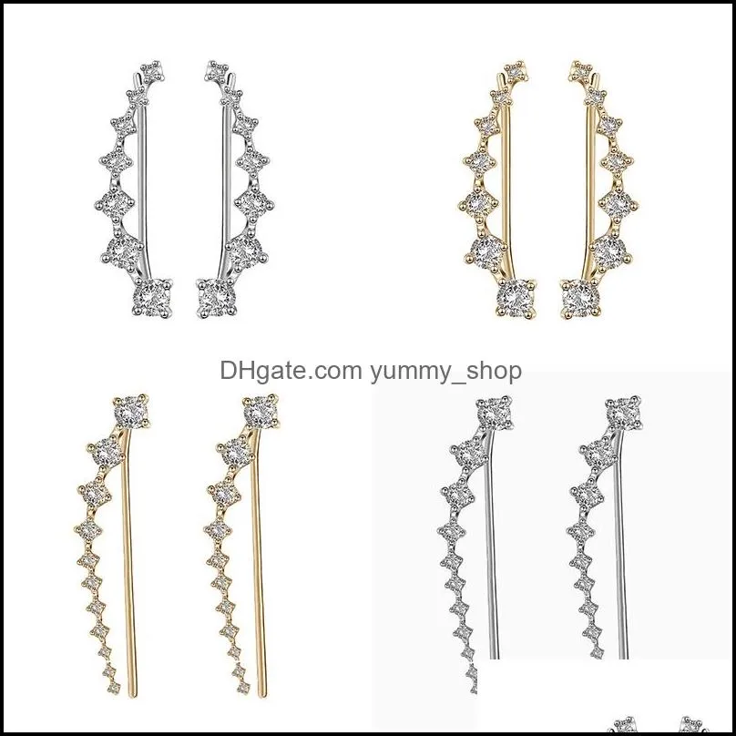 crystal ear cuffs for women girls a row cubic zirconia 925 silver needle dipper cz stud earrings star ear jewelry design