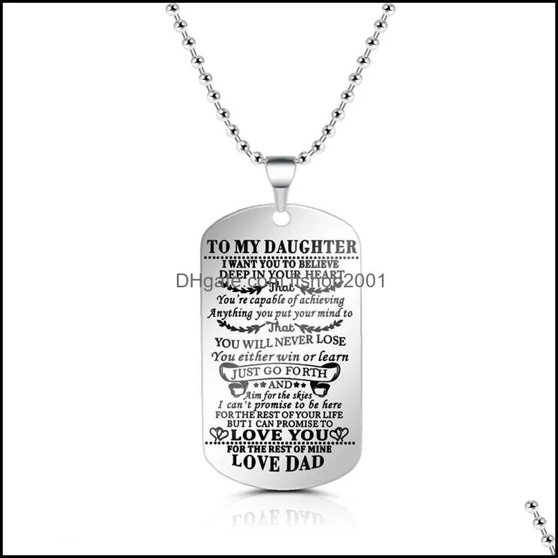 to my son daughter necklaces i want you believe love dad mom pendant family necklace stainless steel jewelry