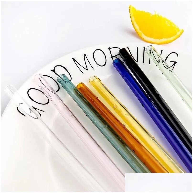 dhs colorful glass straws reusable drinking straw ecofriendly high borosilicate glass straw glass tube bar drinkware sxmy1