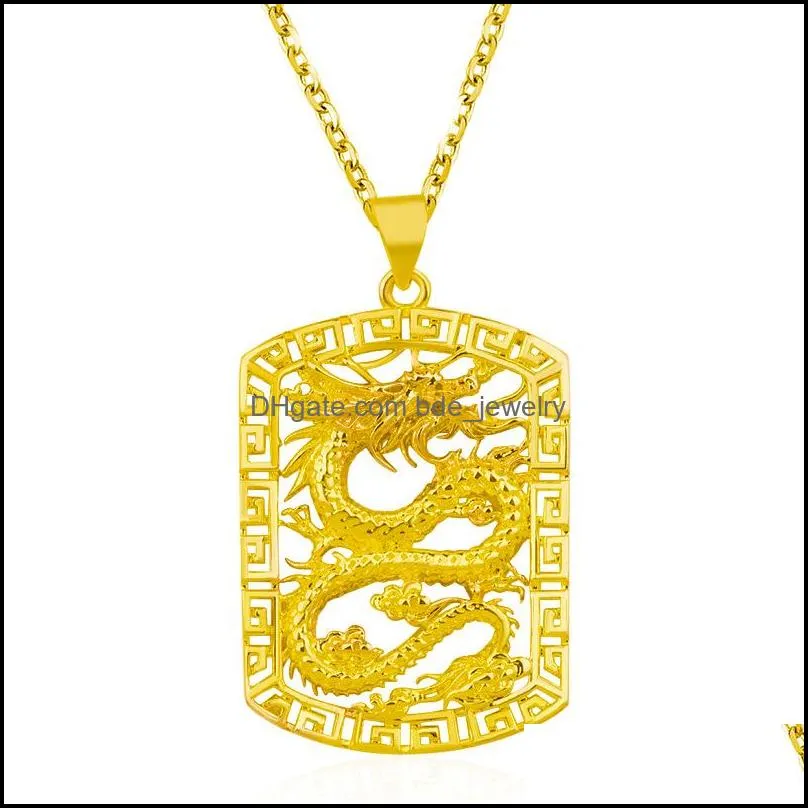 gold necklace men domineering dragon brand necklace 18k gold plated imitation gold jewelry wall dragon men necklaces