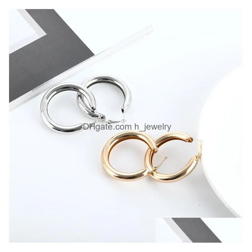 fashion personality jewelry womens large round metal hoop earrings lady dangle earrings