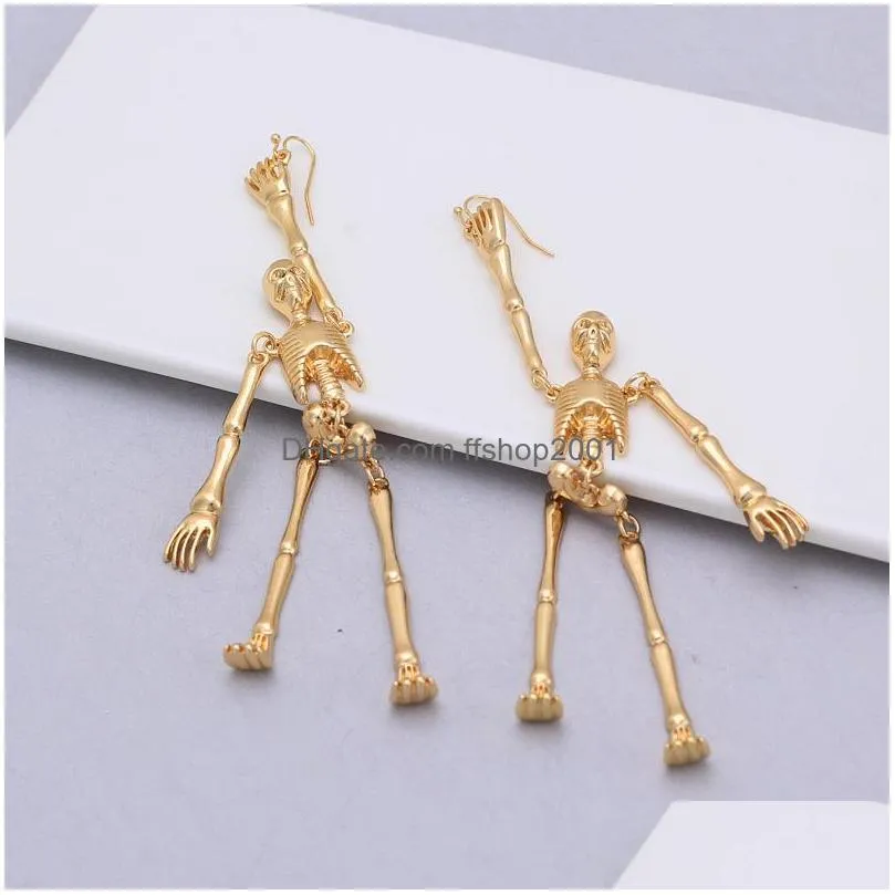 fashion jewelry exaggerated skeleton alloy earrings skull dangle earring