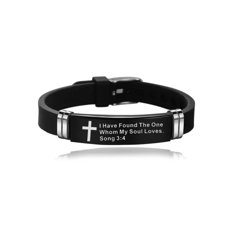  design bible verse bracelets for men silicone bibles quotes christian prayer cross bangle stainless steel bracelet