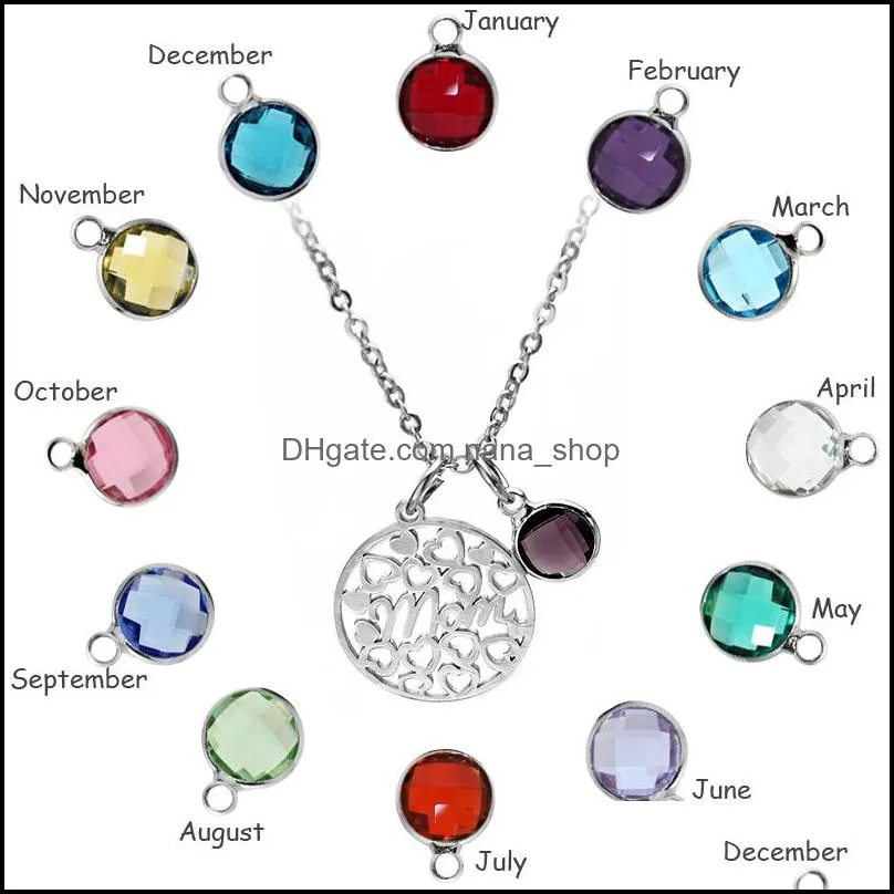 love heart mom necklaces crystal birthstone pendant necklace stainless steel chain charm mothers day birthday gift for mom 2019