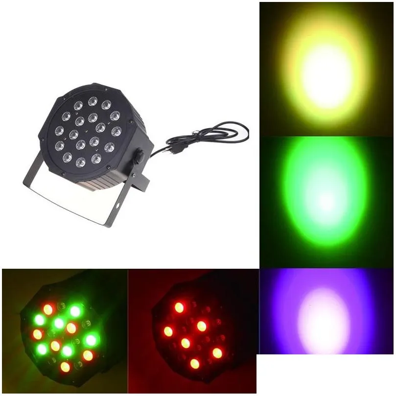 big led stage light 18x3w 54w 85265v high power rgb par lighting with dmx 512 master slave led flat dj autocontroller