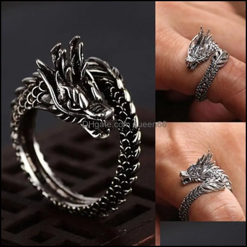 cool opening rings men women jewelry adjustable sterling dragon ring good gifts alloy animal metal unisex gothic punk ring