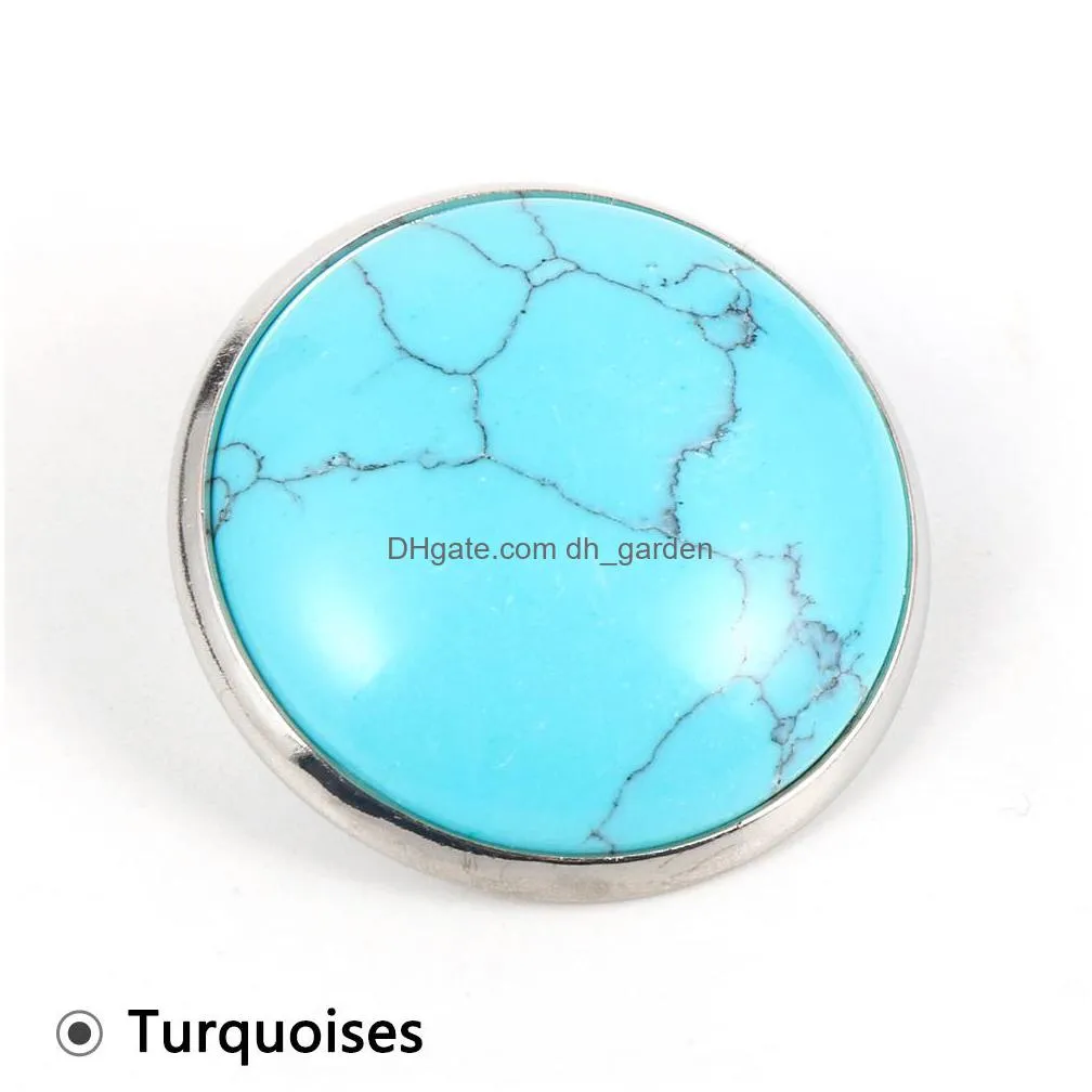 women men natural stone 25mm cabochon brooch tiger eye turquoises bag clothes opal crystal pins green brooches badge jewelry