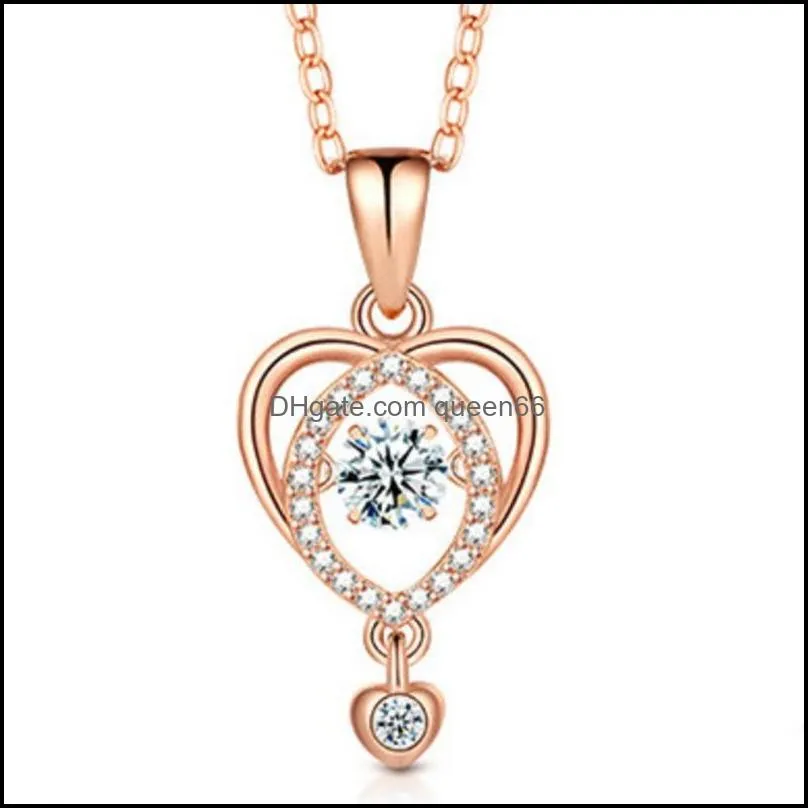 stunning white zircon heart shape pendant necklace valentines day gifts women jewelry romantic sparkling beating heart pendant