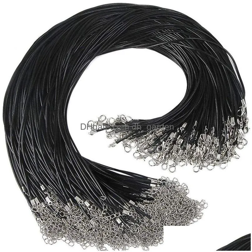 black wax rope lobster clasp chains stainless steel silver link chain women men necklace for diy necklace jewelry making