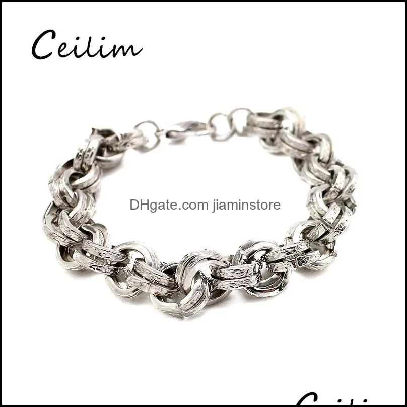 minimalist punk style simple chain link bracelets for womens fashion silver plating alloy bangle jewelry fit holiday gifts wholesale