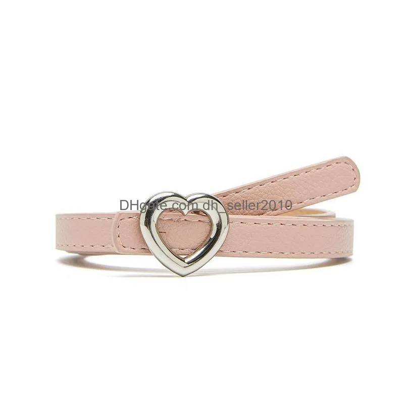 spring europe womens decoration slim dress jeans belt eyes metal needle heart buckle simple pu leather belts