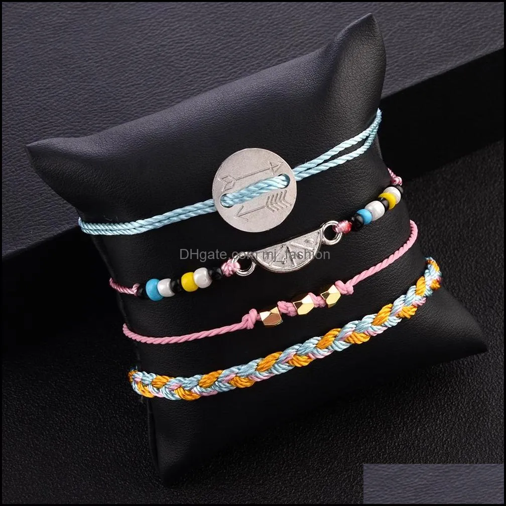 4pcs/set bohemian summer watermelon arrow charm bracelet  candy color cute girl handmade woven beads bracelet