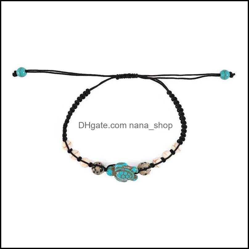 sea turtle beads bracelets for women men 2 colors natural stone strand elastic friendship bracelet beach jewelry gifts