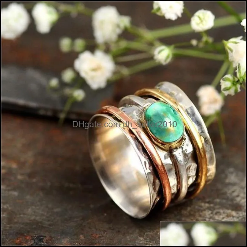 vintage bohemian natural stone ring turquoises finger rings for women men wedding party boho jewelry accessories gifts for her
