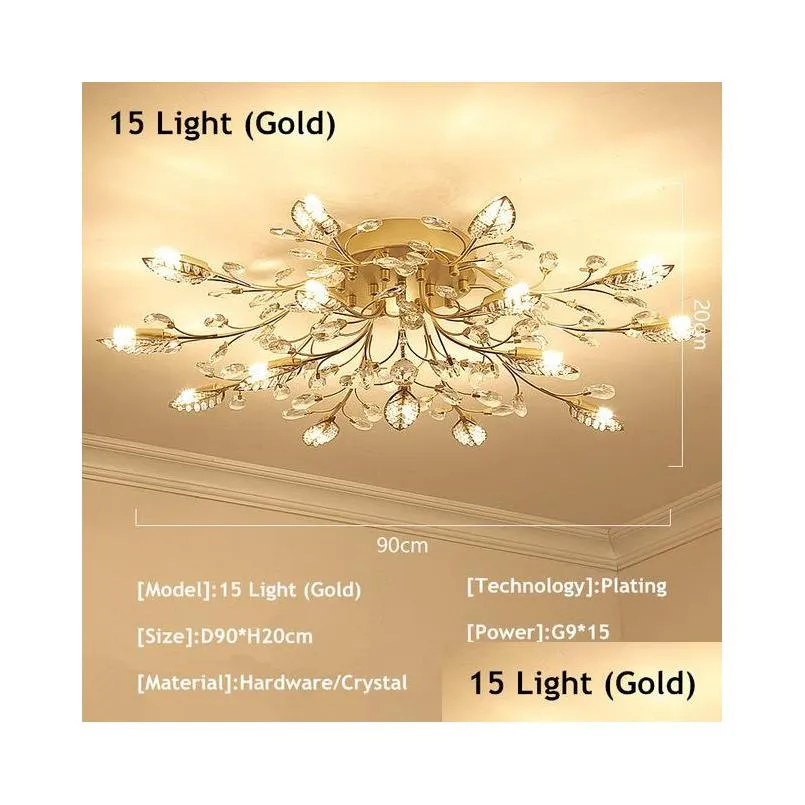  item fancy ceiling light led crystal ceiling lamp modern lamps for living room lights ac110240v diy crystal lighting