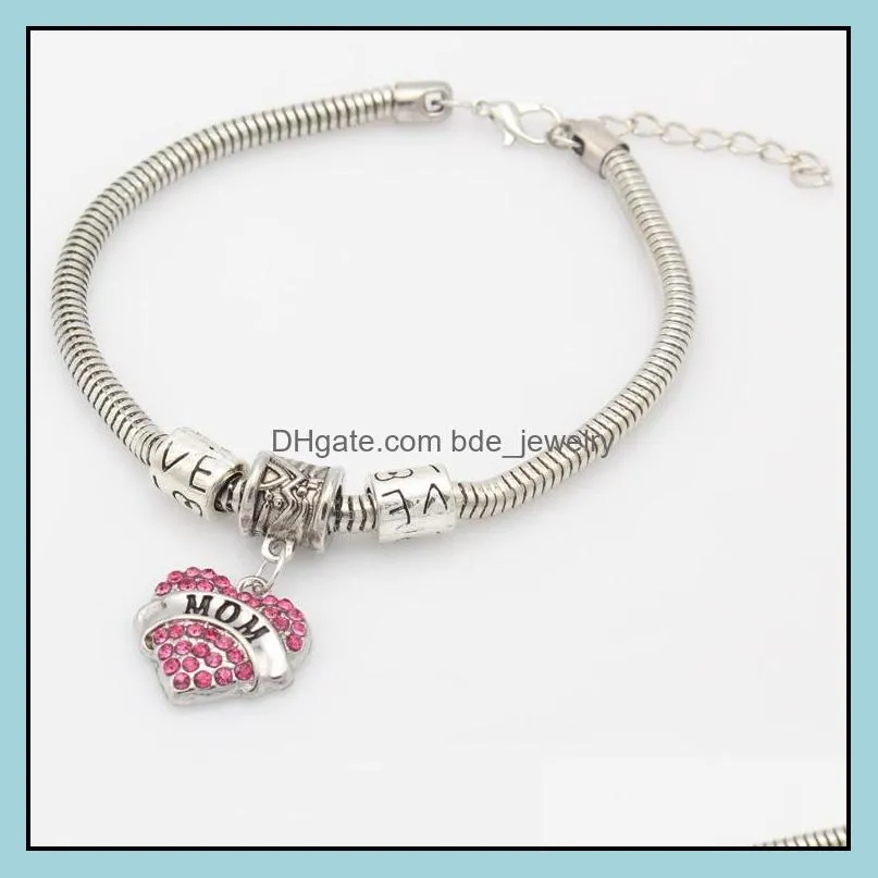 charms bracelets personalized initials mother grandmother silver cuff bracelets crystal bracelet