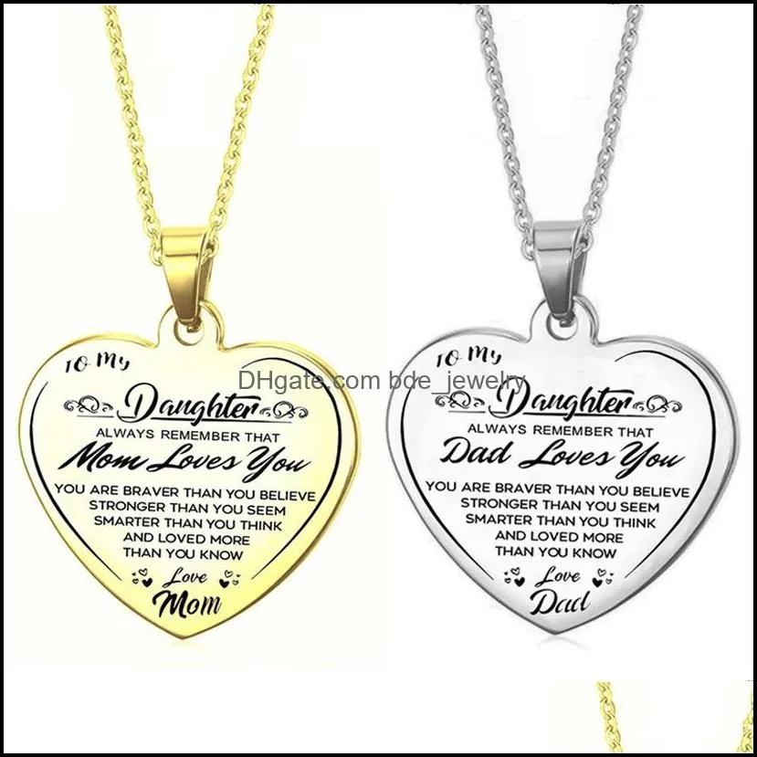 to my daughter stainless steel necklace heart pioneering heart pendant dad mom daughter gift