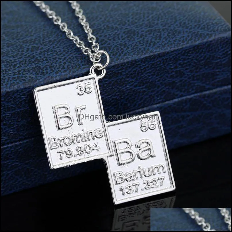 vintage jewelry breaking bad necklace chemical symbol br ba pendant brothers couple necklace gift luckyhat