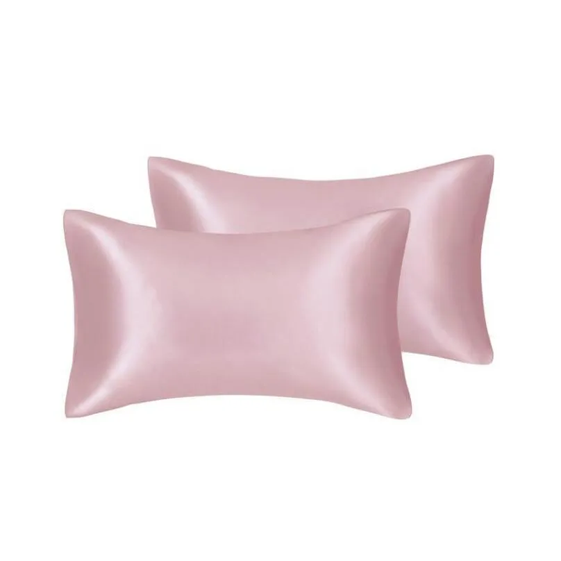 in stock pillow case solid silky satin skin care pillowcase hair anti queen king full size cover in stock 2pcs sxa14