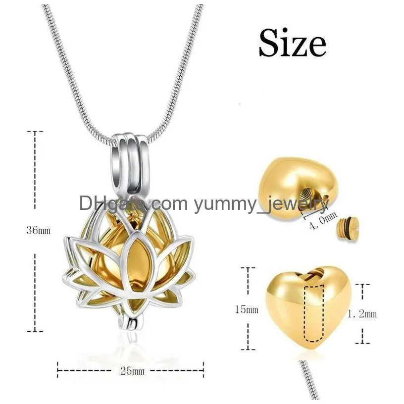 pendant necklaces unisex stainless steel cremation jewelry lotus flower urn for ashes memorial keepsake locket pendants droppendant