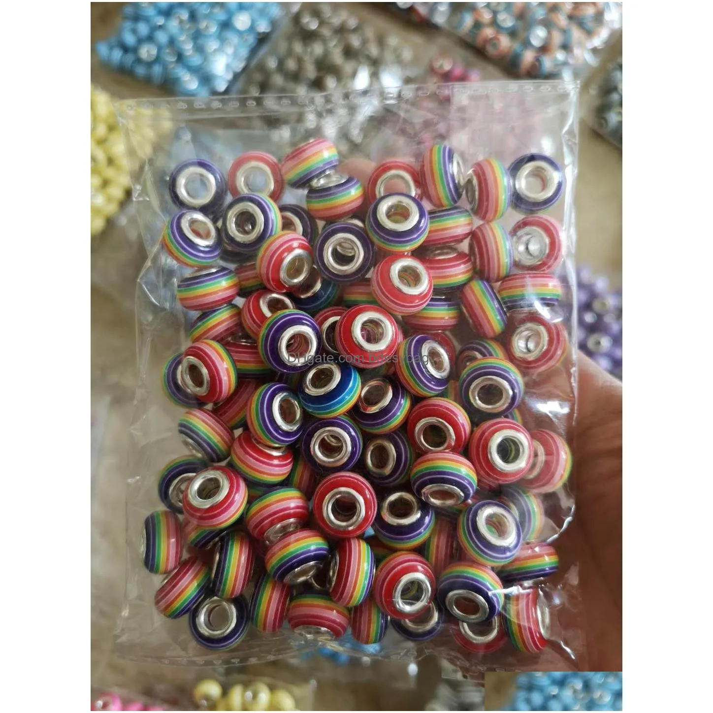 100pcs rainbow murano beads plastic colorful beads for diy bracelets necklaces for women jewelry