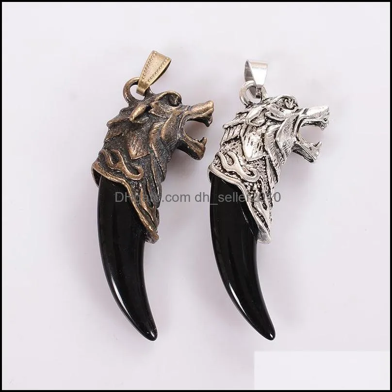 necklaces pendants mens antique silver tribal white stark wolf fang tooth boho pendant outdoor men necklaces