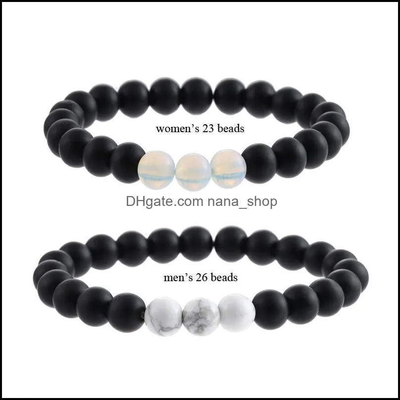  simple couple beads bracelet women men natural matte stone bead chakra bracelets healing energy stone meditation elastic yoga