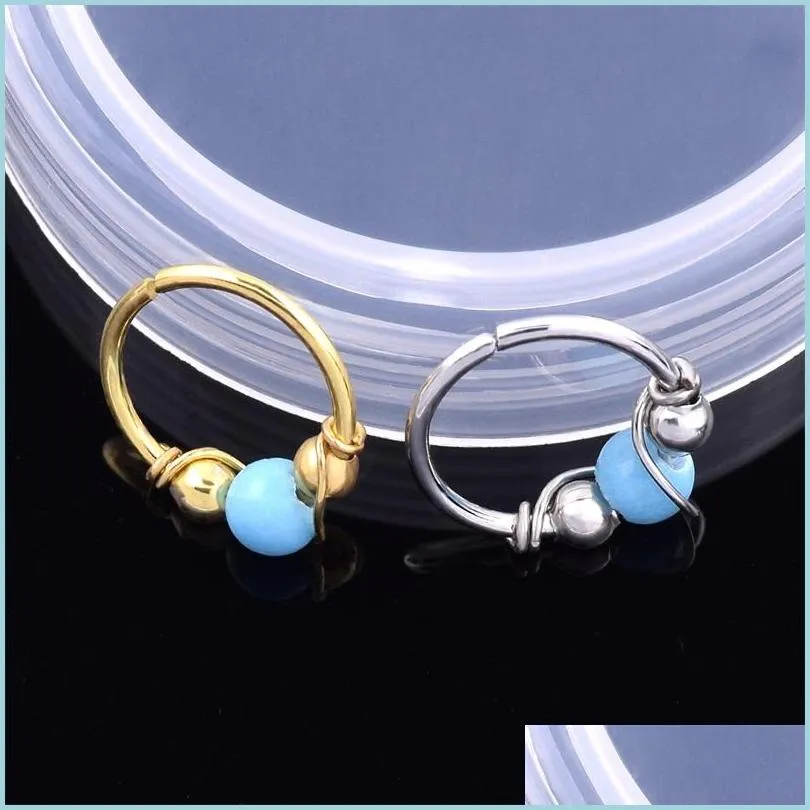 fashion women beads earring lip nose ring nostril hoop body piercing jewelry 20211224 t2