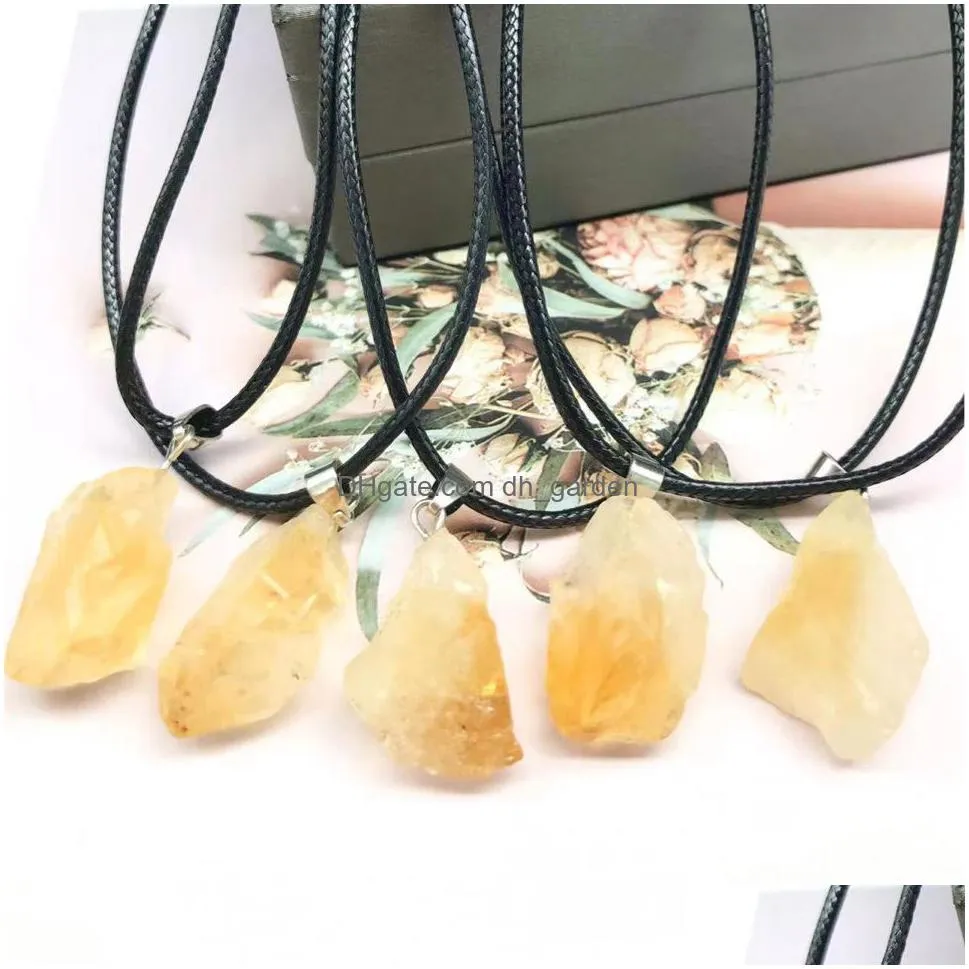 natural stone irregular citrine pendant necklace healing yellow crystal charms necklaces for women jewelry