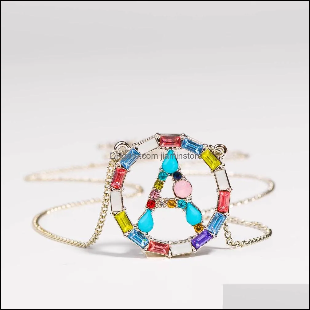 fashion colorful 26 letter initial necklace rainbow crystal stone pendant necklaces for women personalized mothers day jewelry gifts