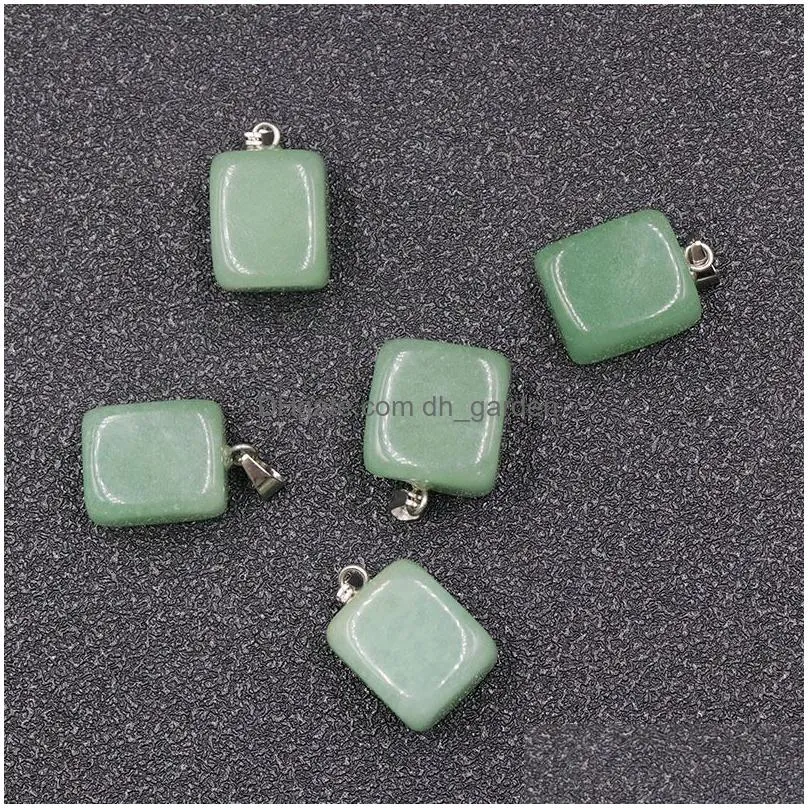 irregular crystal square shape pendant colorful jade natural stone mixed necklace jewelry accessories making wholesale
