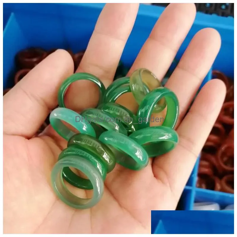 6mm wide pink green red glass crystal agate jade ring jewelry finger rings for women men