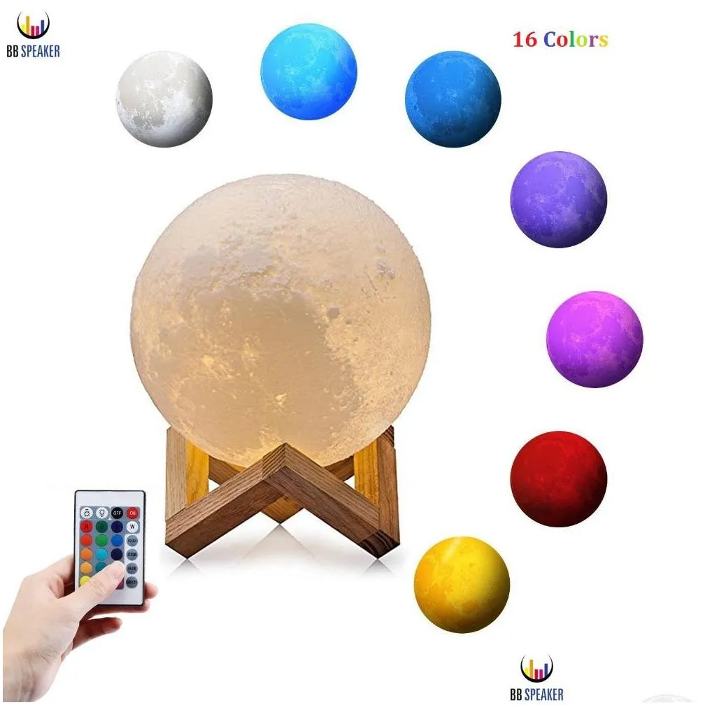 3d led night 16colors magical moon led light moonlight desk lamp usb rechargeable 3d light colors stepless for christmas lights or