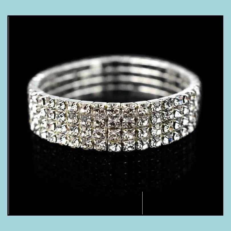 fashion 16 row white crystal tennis bracelet bridal bracelet stretch silver tone ideal for wedding 2017