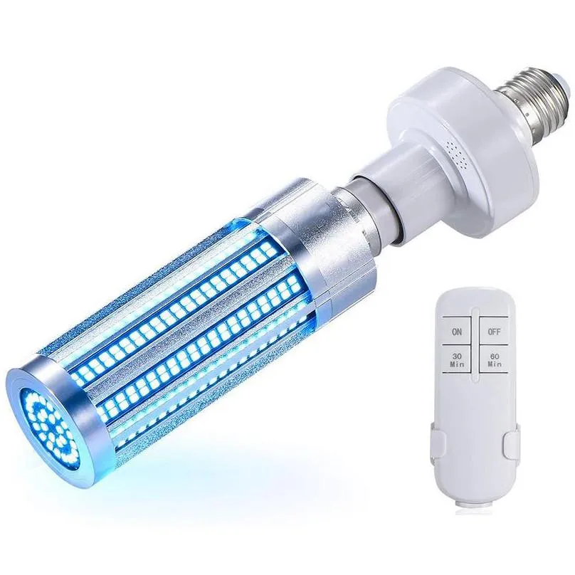 60w uvc germicidal led bulb 254nm uv sterilizer lamp home hospital uv disinfection light with remote timer 30mins 60mins