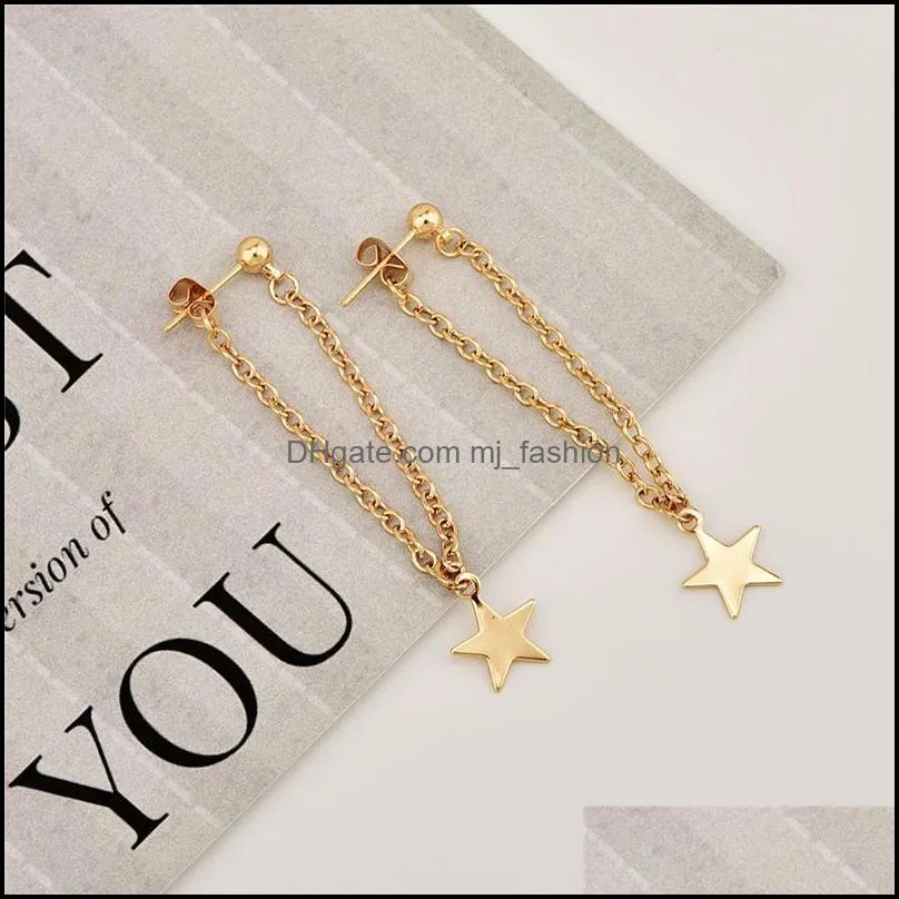 tassel gold color star design chain angle long earrings statement dangle earrings for wedding party jewelry wholesale