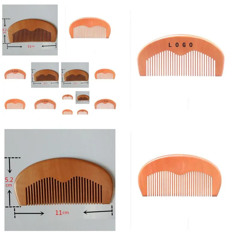 hair brushes customized engraved your logo natural peach wooden comb beard comb pocket comb 11x5.2x1cm