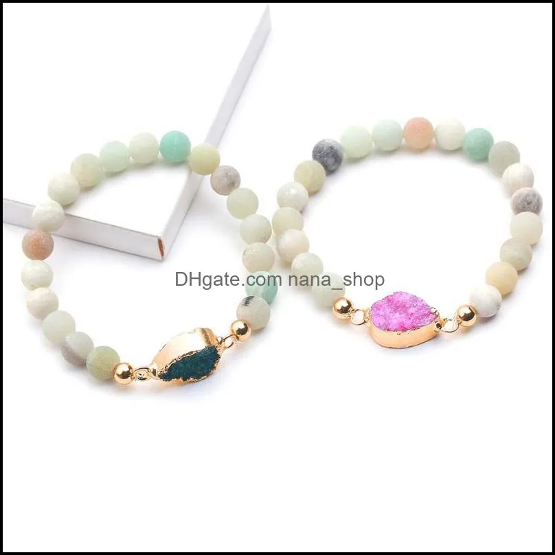  arrival 8.5mm matte nature stone bead bracelets durzy waterdrop charm bracelet for women green blue pink fashion summer jewelry