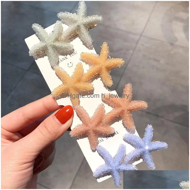 candy color starfish barrette hairpin hair clip dukbill toothed hair clip bobby pin lady barrette hair accessories
